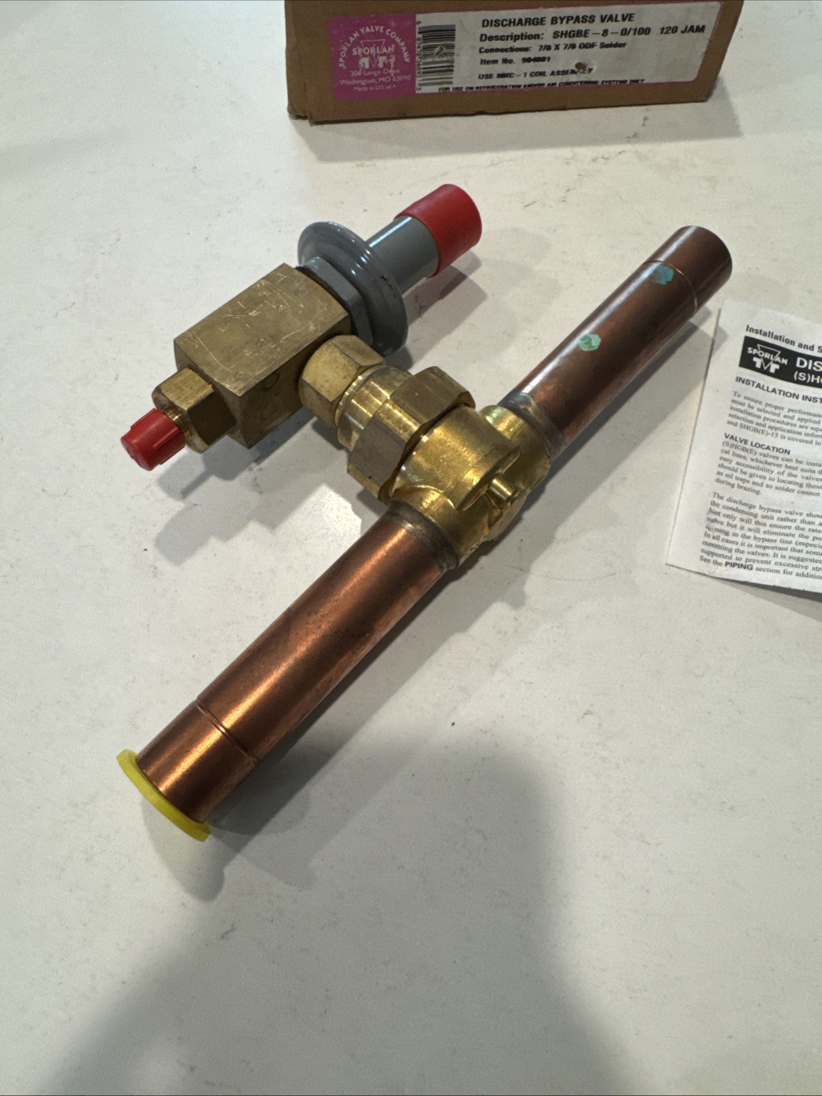 New Sporlan 111011001 SHGBE-8-0/100 Gas Bypass Valve HGBE8 HGBE-8-75/150 7/8 ODF