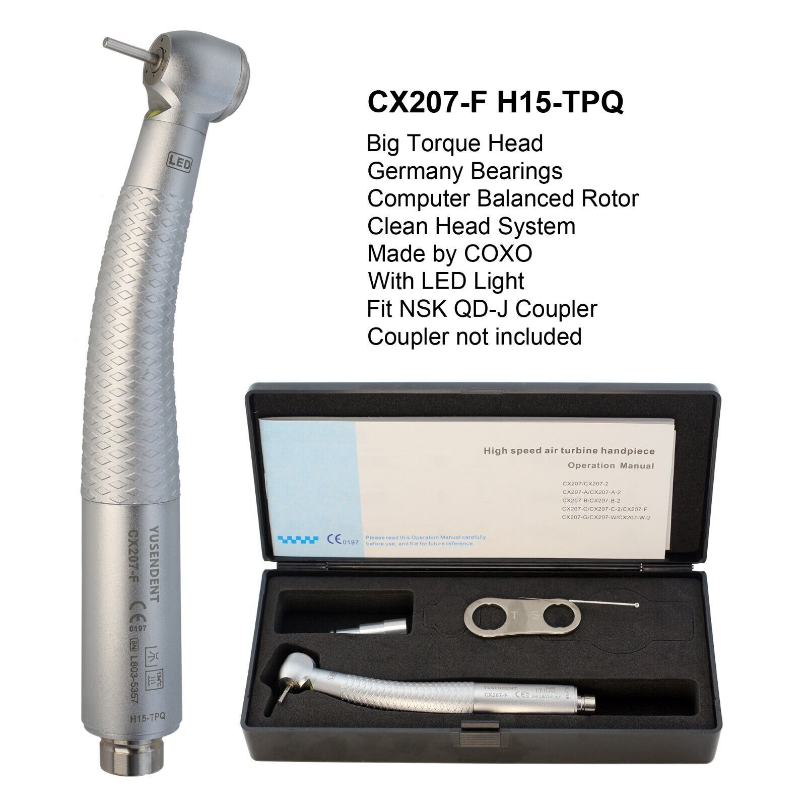 COXO Dental E Generator LED Handpiece High Speed Self Power Turbine 2/4 Hole NSK