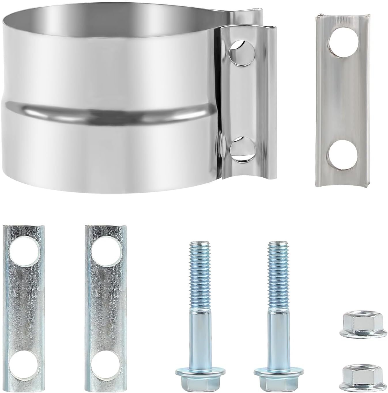 2 Pack 4″ Lap Joint Band Clamp Exhaust Muffler Sleeve Coupler Stainless Steel