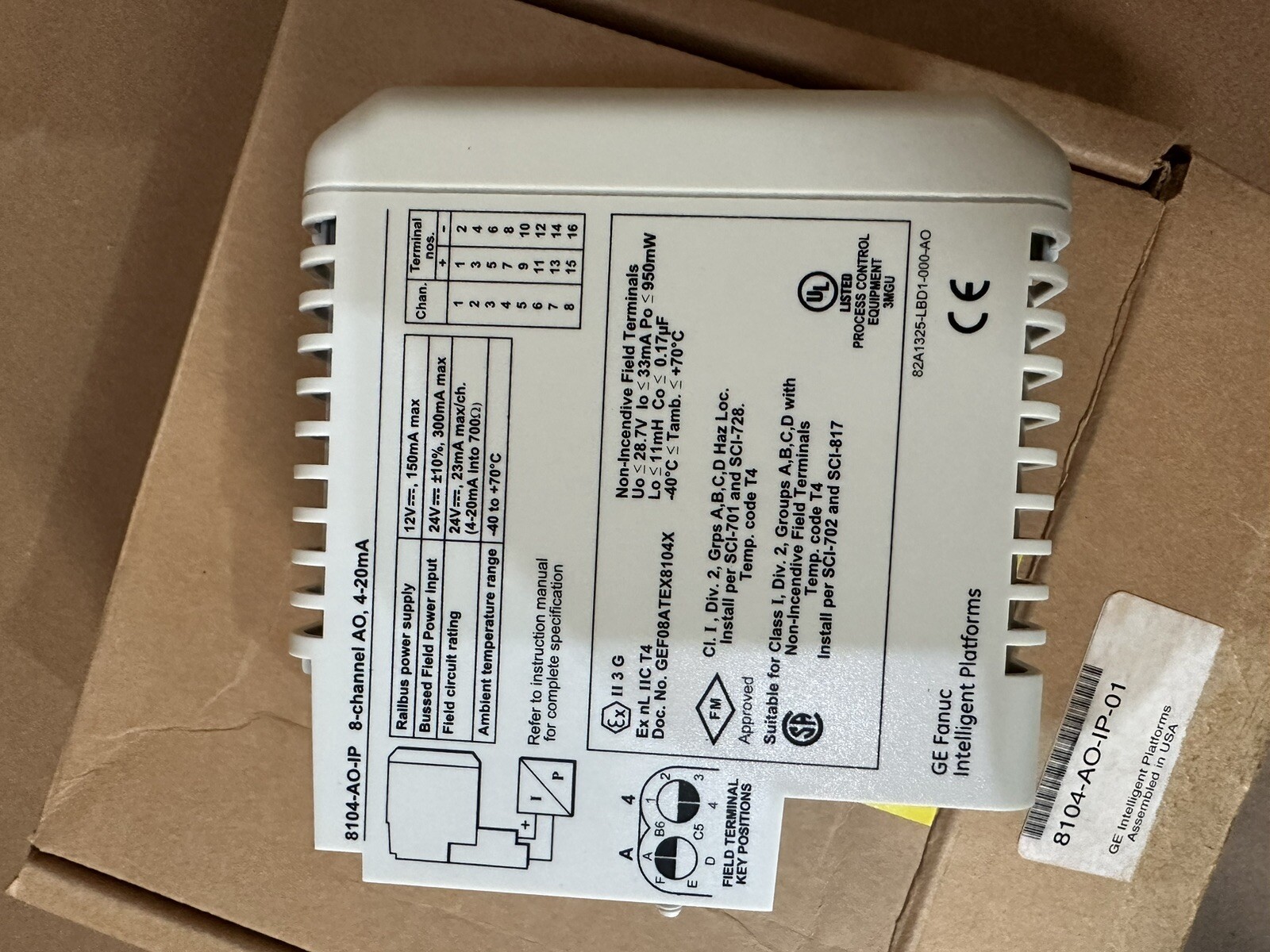 GE FANUC 8104-AO-IP-01 8 Channel 4…20MA WITHOUT HART REV,F