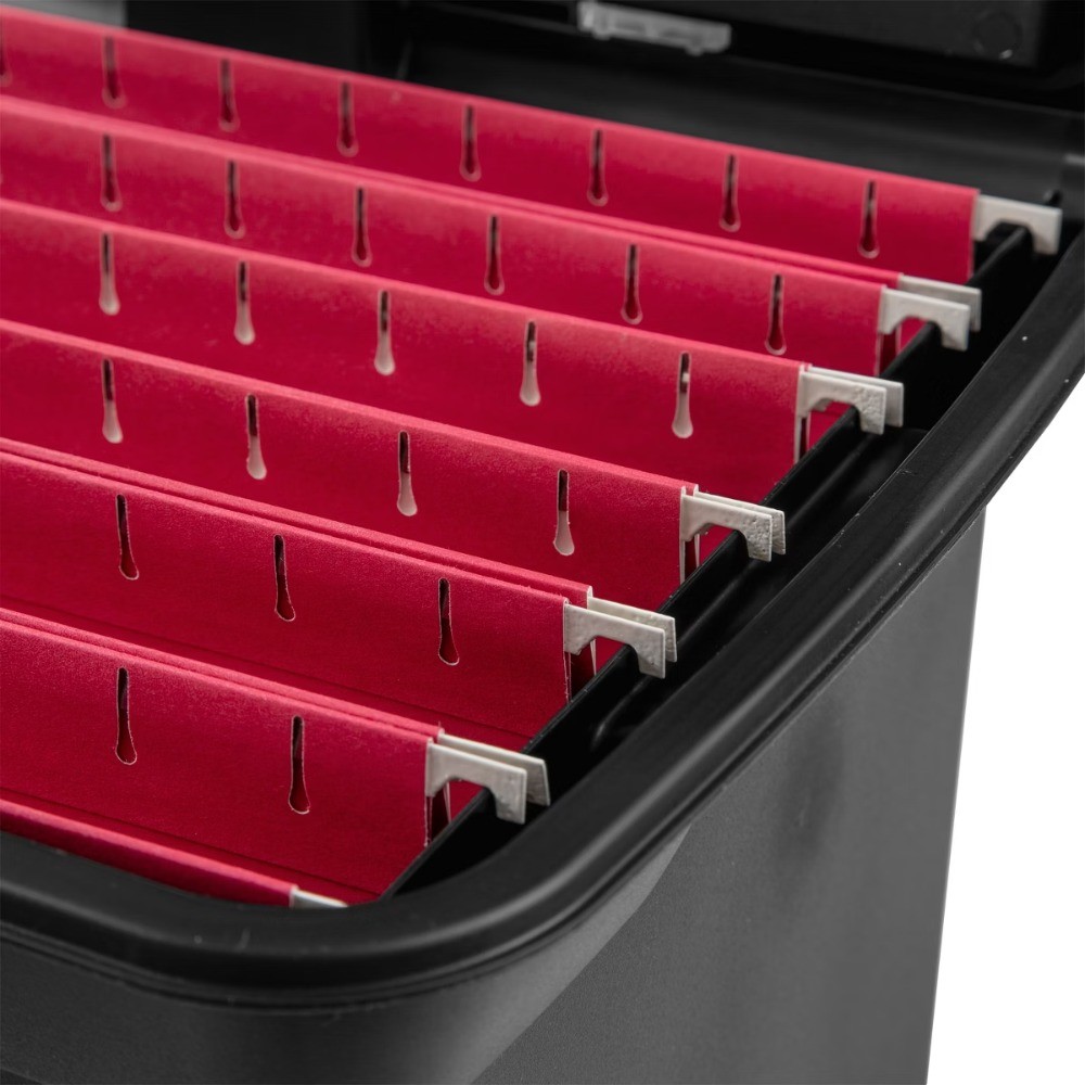 Medium Letter File Box 8.5×11 Plastic Storage Organizer with Handle Black