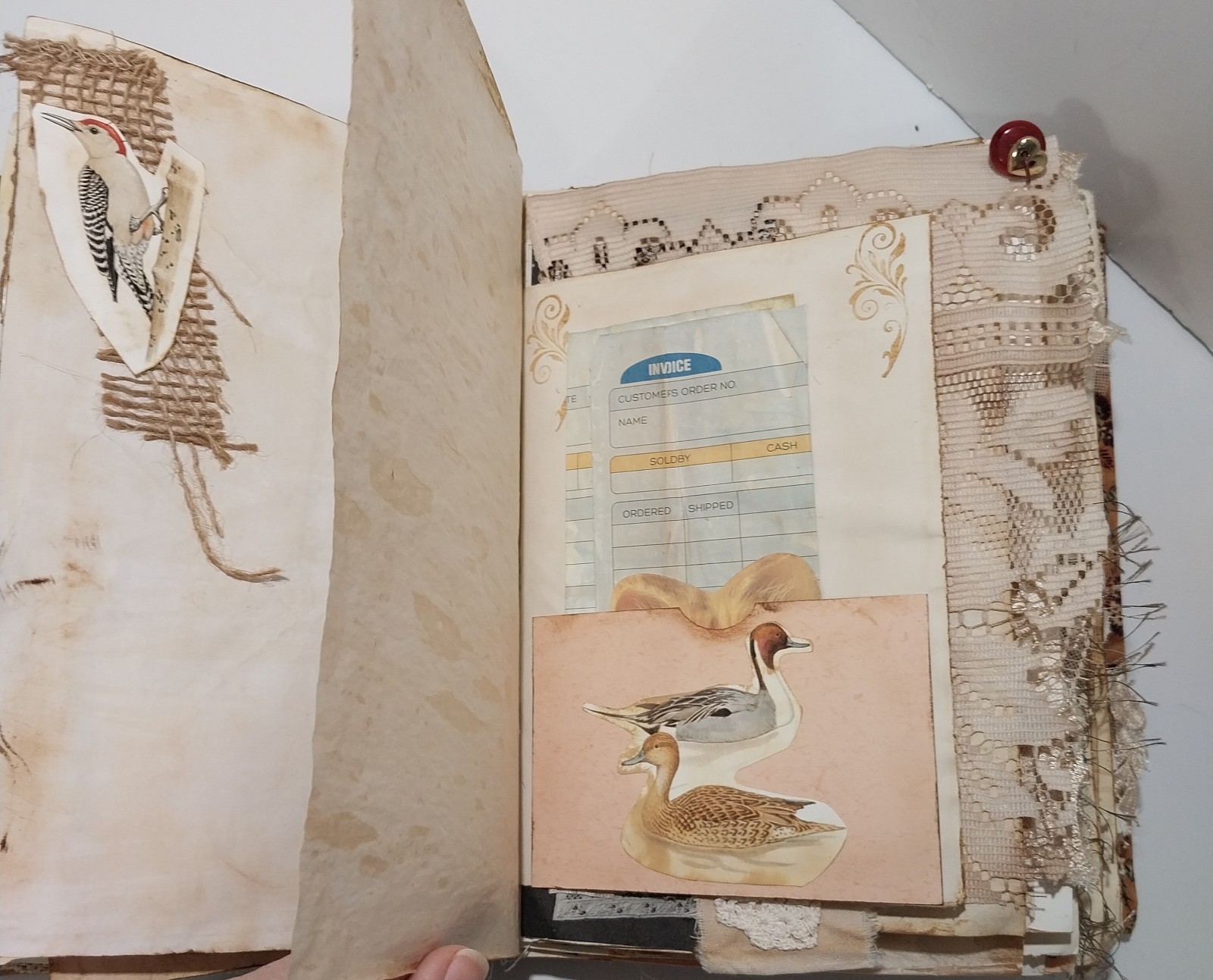 Junk Journal Boho Style Antique Vtg. Ephemera Handmade Book Lg. 9″x6.5″ 116 Pg.