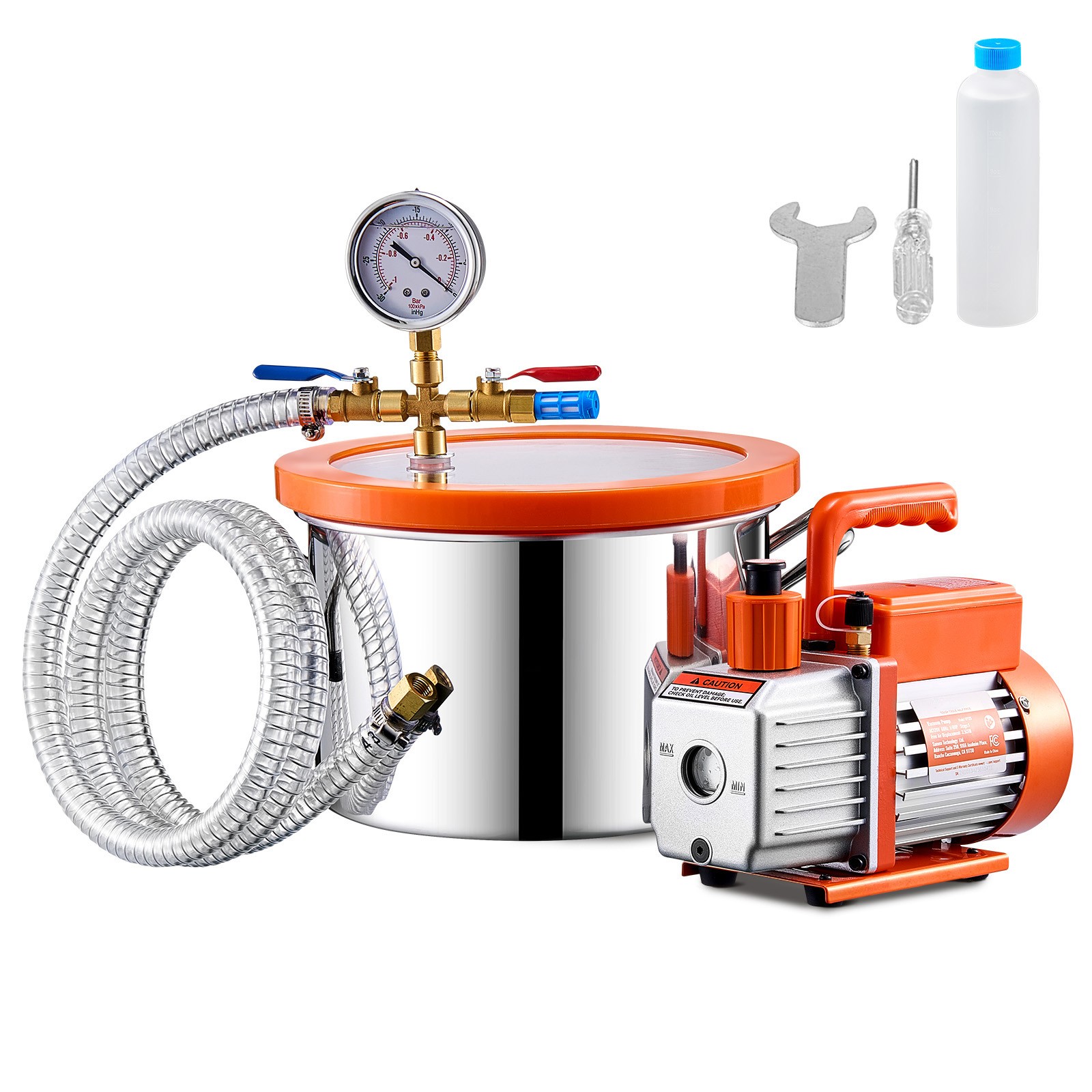 1.5 Gallon Vacuum Chamber 3.5CFM Single Stage Pump Degassing Chamber Kit