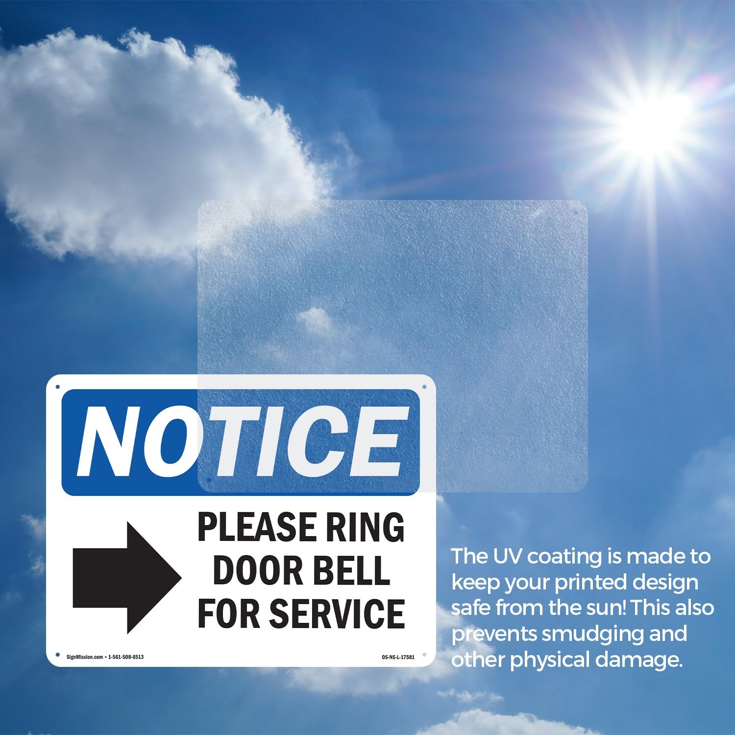 Please Ring Door Bell For Service OSHA Notice Aluminum Sign 18 Inch x 12 Inch…
