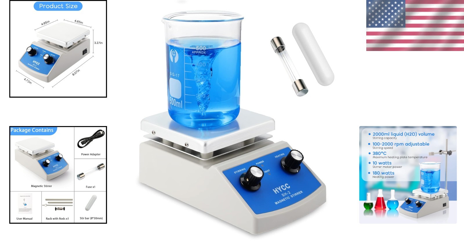 Laboratory-Grade Magnetic Stirrer Hot Plate – 2000mL Capacity, Rapid Heating