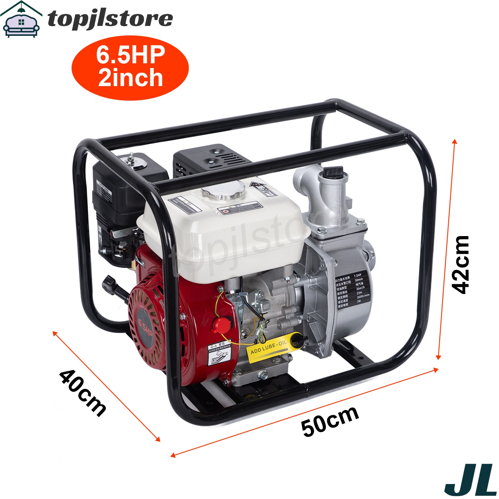 6.5 HP 4-Stroke Gas-Powered Water Transfer Pump 2″ 212CC 158GPM Semi-Trash Pump