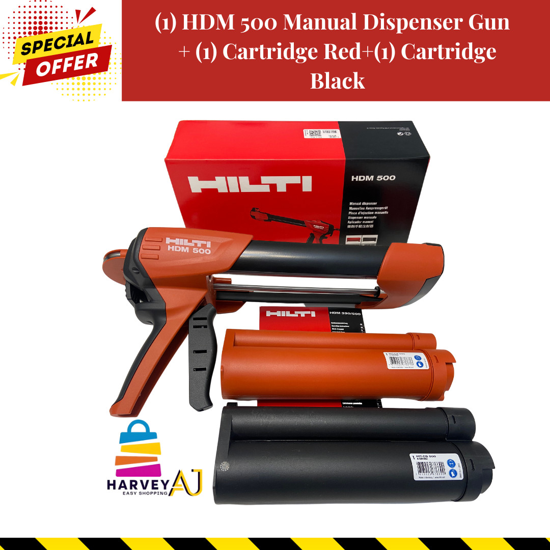 HILTI HDM 500 Manual Adhesive Epoxy Dispenser Gun+2 Cartridge Red,Black