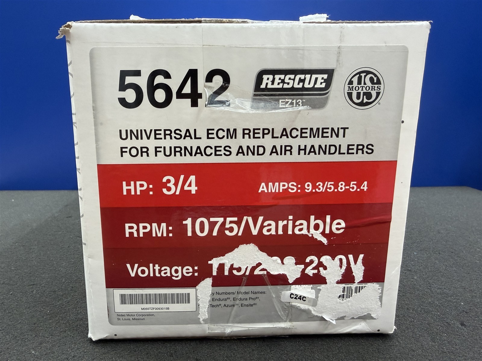 BRAND NEW US MOTORS 5642 RESCUE EZ13 ECM MOTOR 3/4HP 1075 RPM 115/208-230V