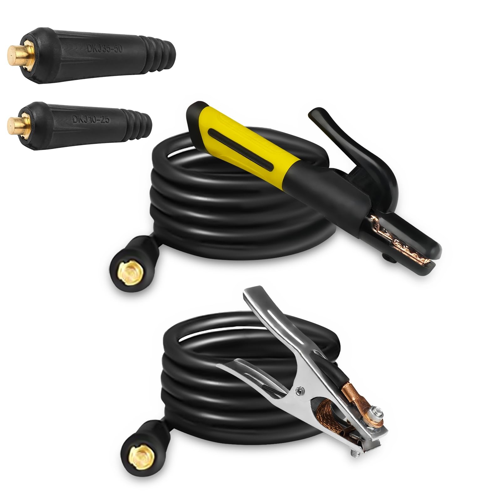 600A Stick Welder Electrode Holder Set with Cable & Ground Clamp for ARC Welding