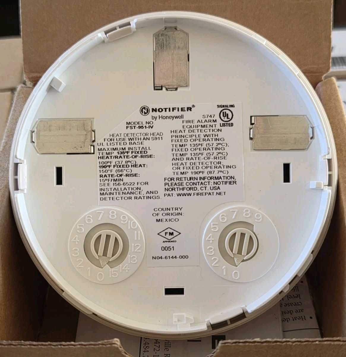 NOTIFIER FST-951-IV INTELLIGENT THERMAL HEAT DETECTOR «IVORY» BRAND NEW 15 AVAIL