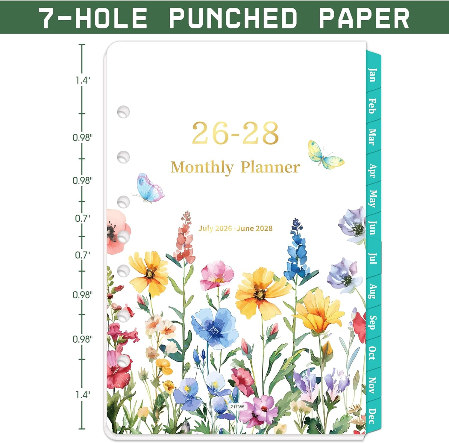 2026-2028 Monthly Planner Refill – 7-Hole Punched, A5 Planner Inserts, from Jul.
