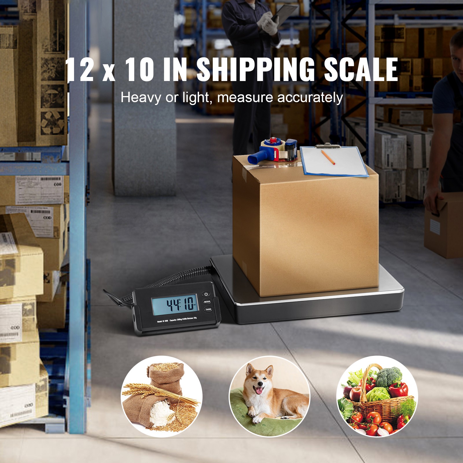 Uimoso Shipping Scale Digital Postal Scale 440 lbs x 1.7 oz. AC/DC Package LCD
