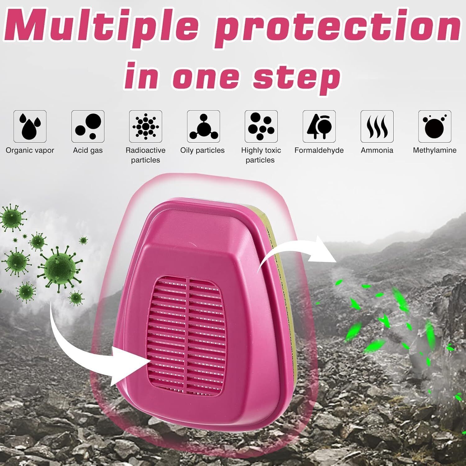 6200 Half Face Respirator Facepiece Mask & 2- 60926 P100 Cartridges Filters NEW