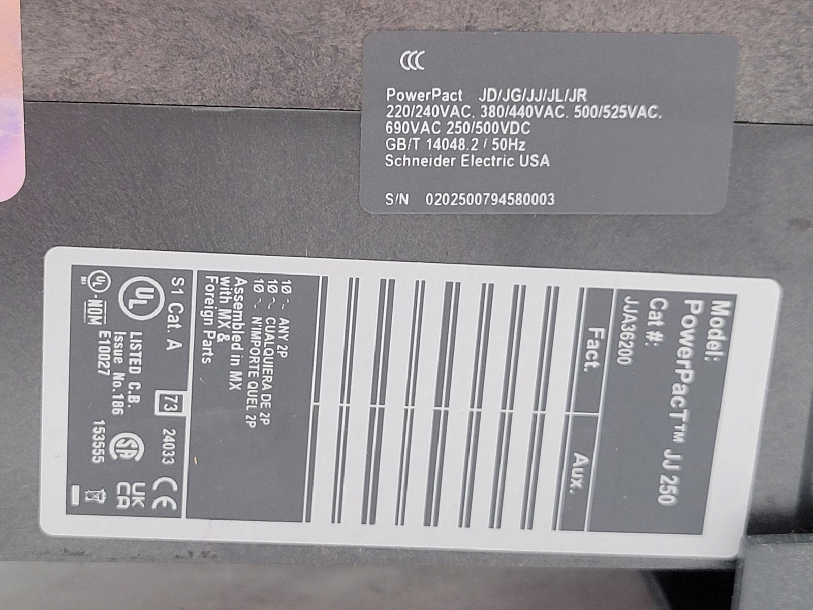 Square D JJA36200 I-Line Circuit Breaker 200A 3P 600V