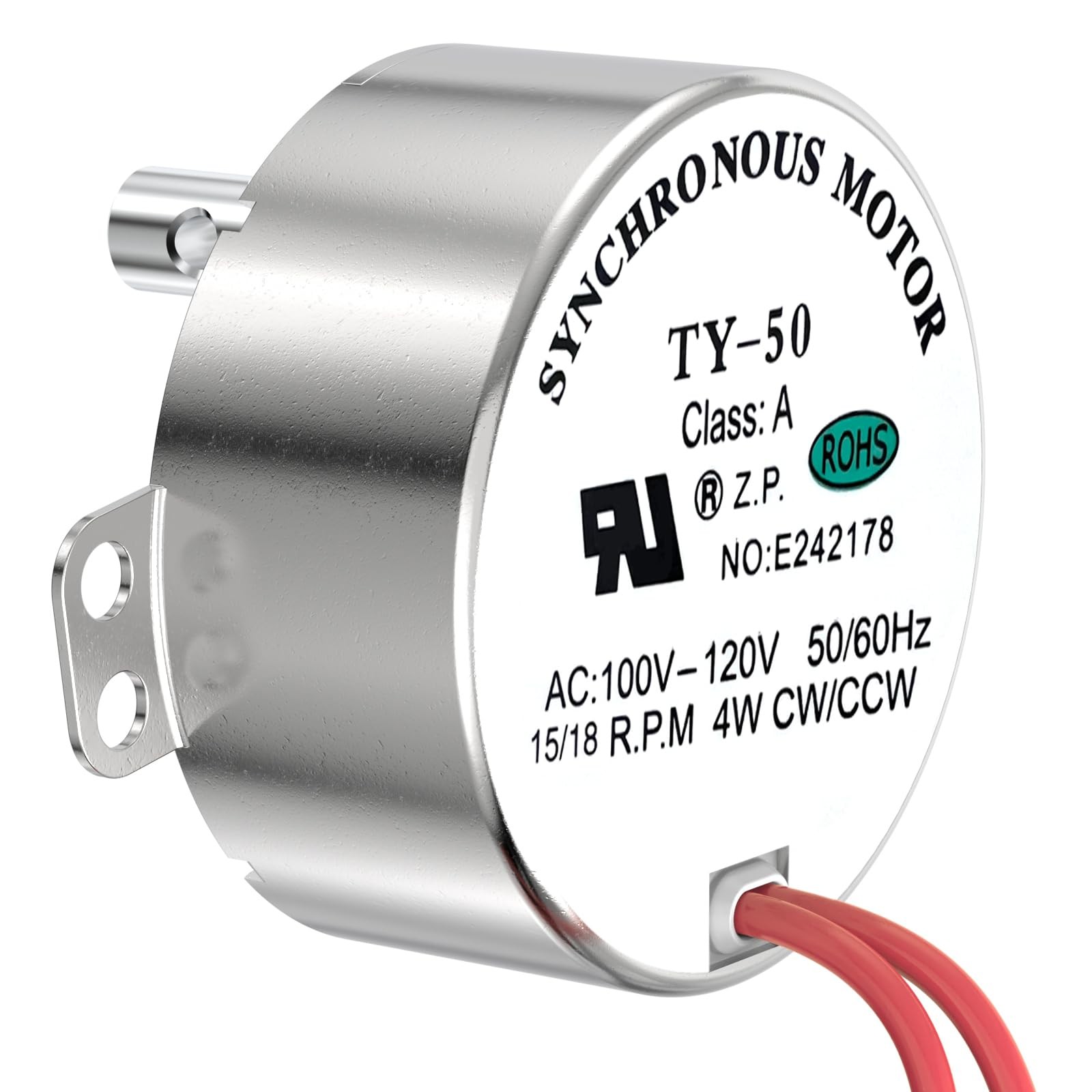 Synchronous Motor 100-120V AC 50/60Hz 15-18RPM Shaft Rotation CW/CCW 4W Gear…