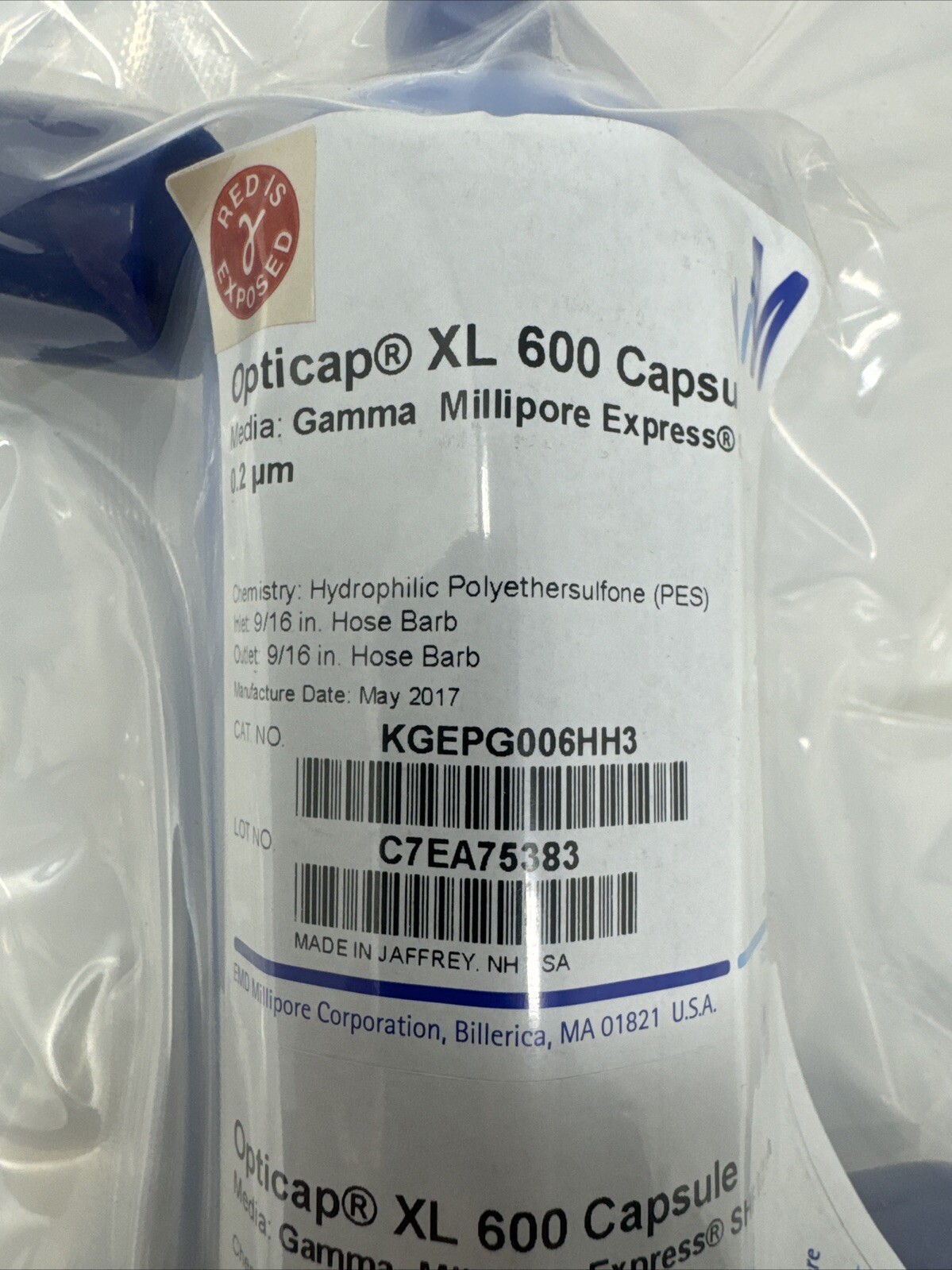 Millipore Opticap XL 600 Capsule Gamma SHF KGEPG006HH3 0.2 UM Laboratory New