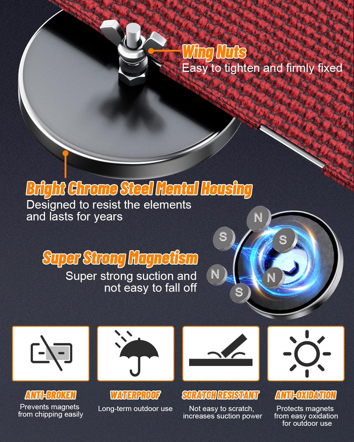 Round Base Magnet 2 Pack 3.2″ 100LBS+ Heavy Duty with Bolt