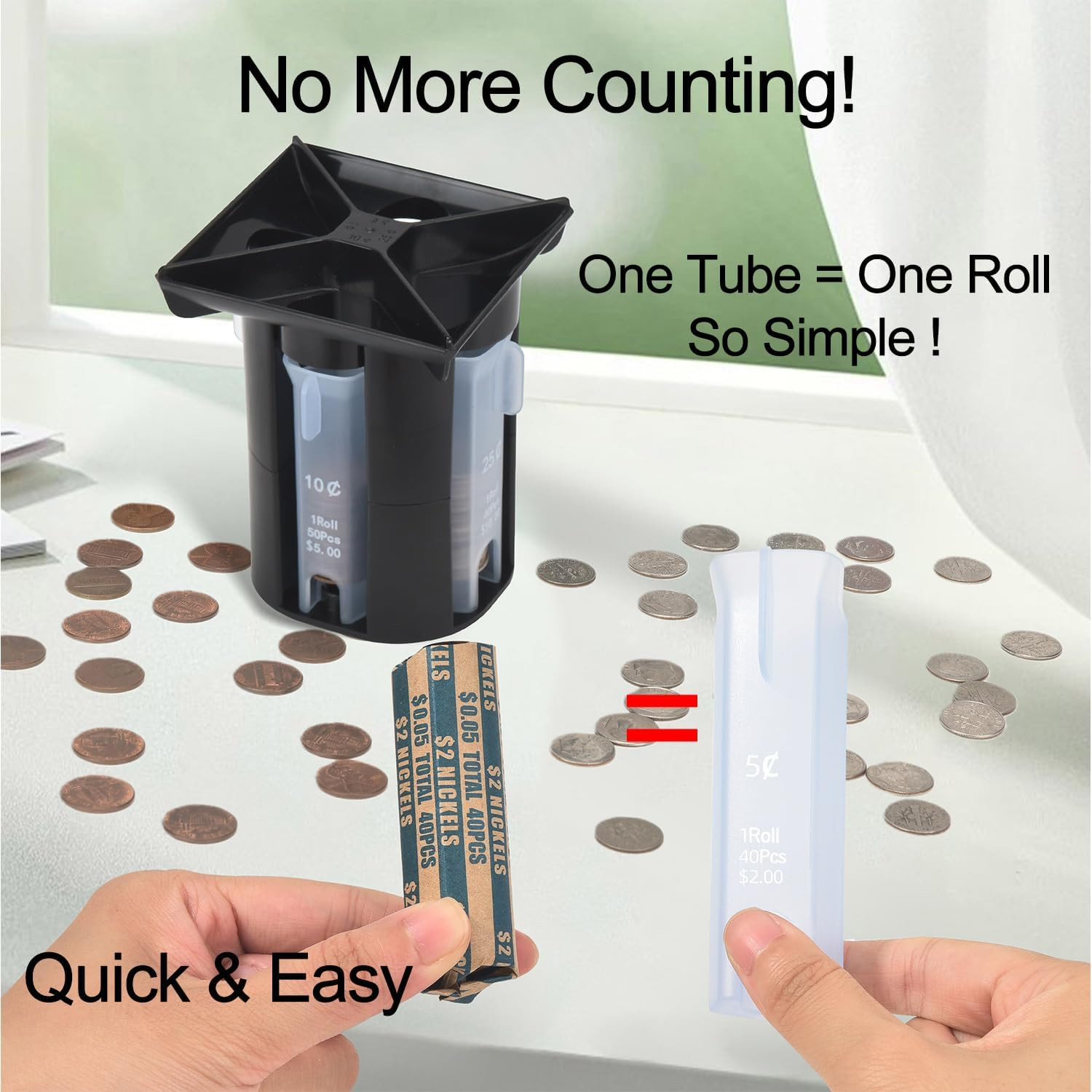 Coin Counter, Coin Sorter Tube, 4-In-1 Coin Sorter and Wrapper Machine, Chang…