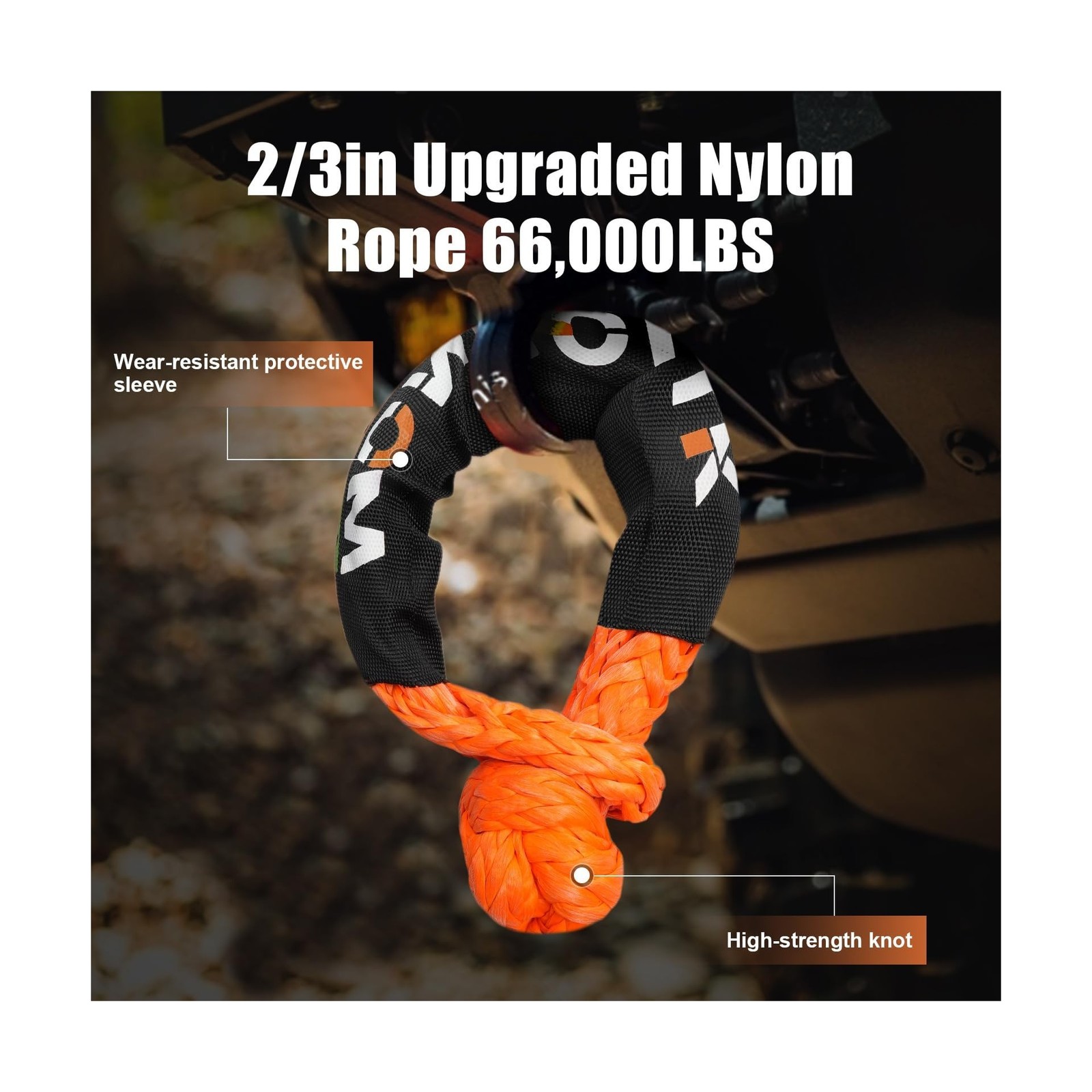 2PCS Synthetic Soft Shackle Rope 3/4 x 23in (66000LBS Breaking Strength) Shac…