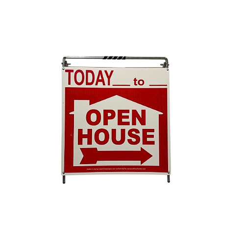 Real Estate Open House Sign Metal A-Frame | 5 Pack | Today | House | Red