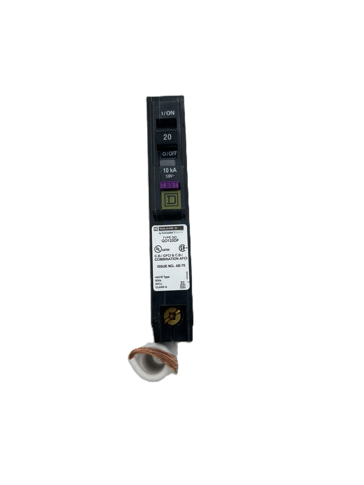 (10) Square D QO120DF Combination Circuit Breaker AFCI/GFCI 20A 1P 120VAC