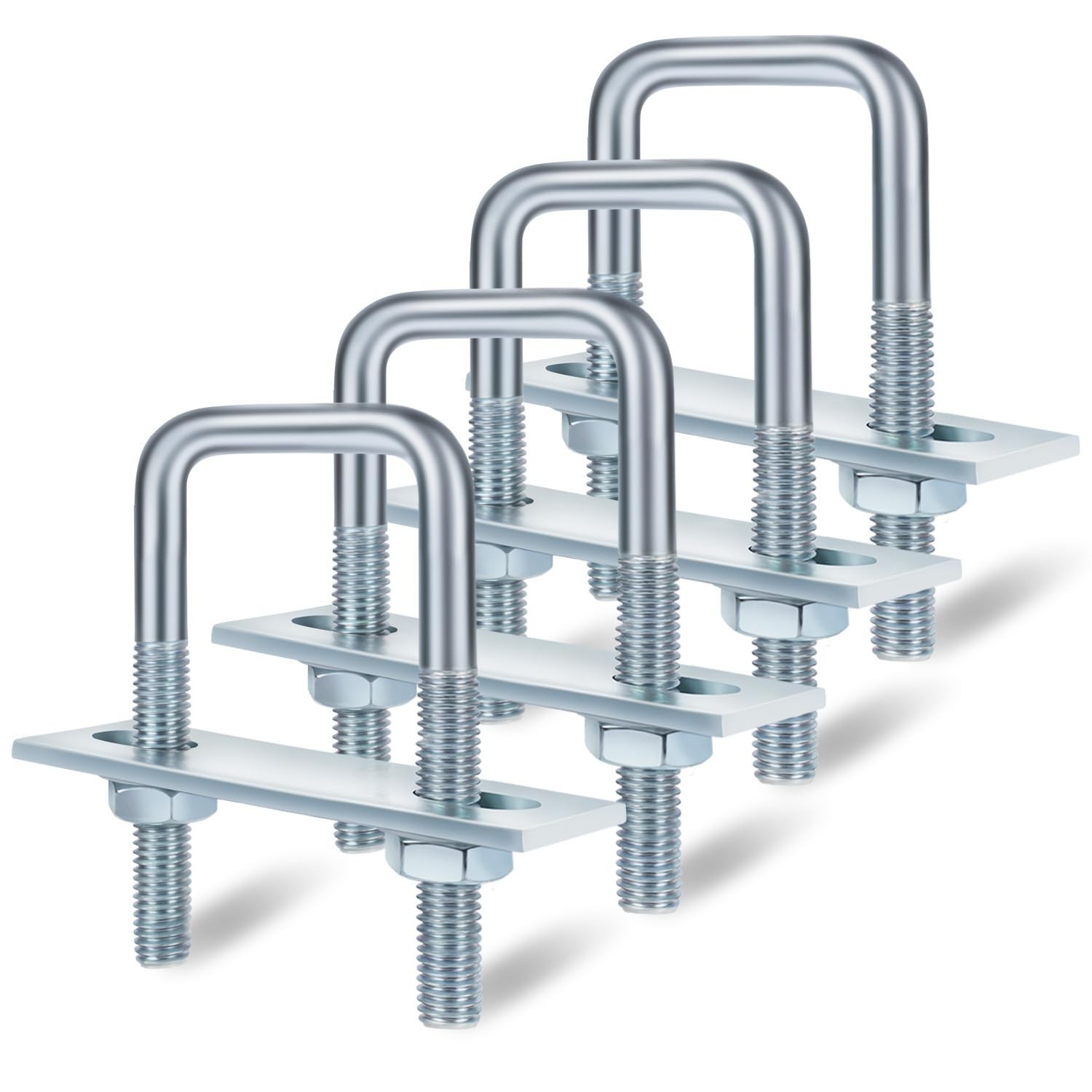 Mellewell 4 Sets M8 Square U Bolts, U Bolts 25mm (1″) Width 90mm (3.54″) Leng…