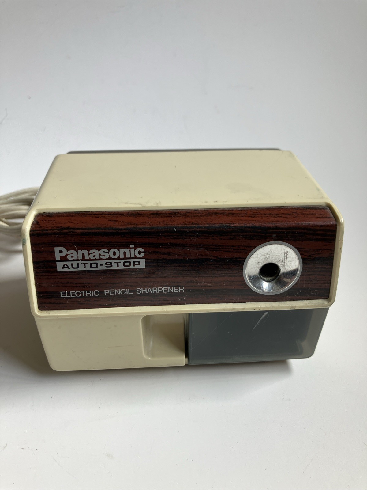 VTG Panasonic KP-110 Auto-Stop Electric Pencil Sharpener Japan Woodgrain WORKS