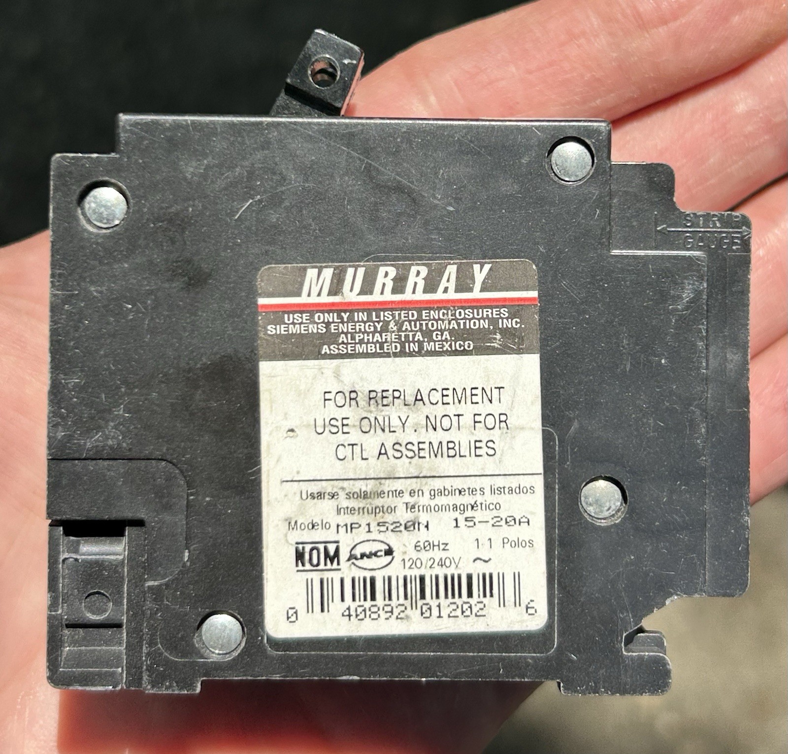 Murray MP1520 Twin Tandem 120V Single-Pole Circuit Breaker 15A 20A Never Used