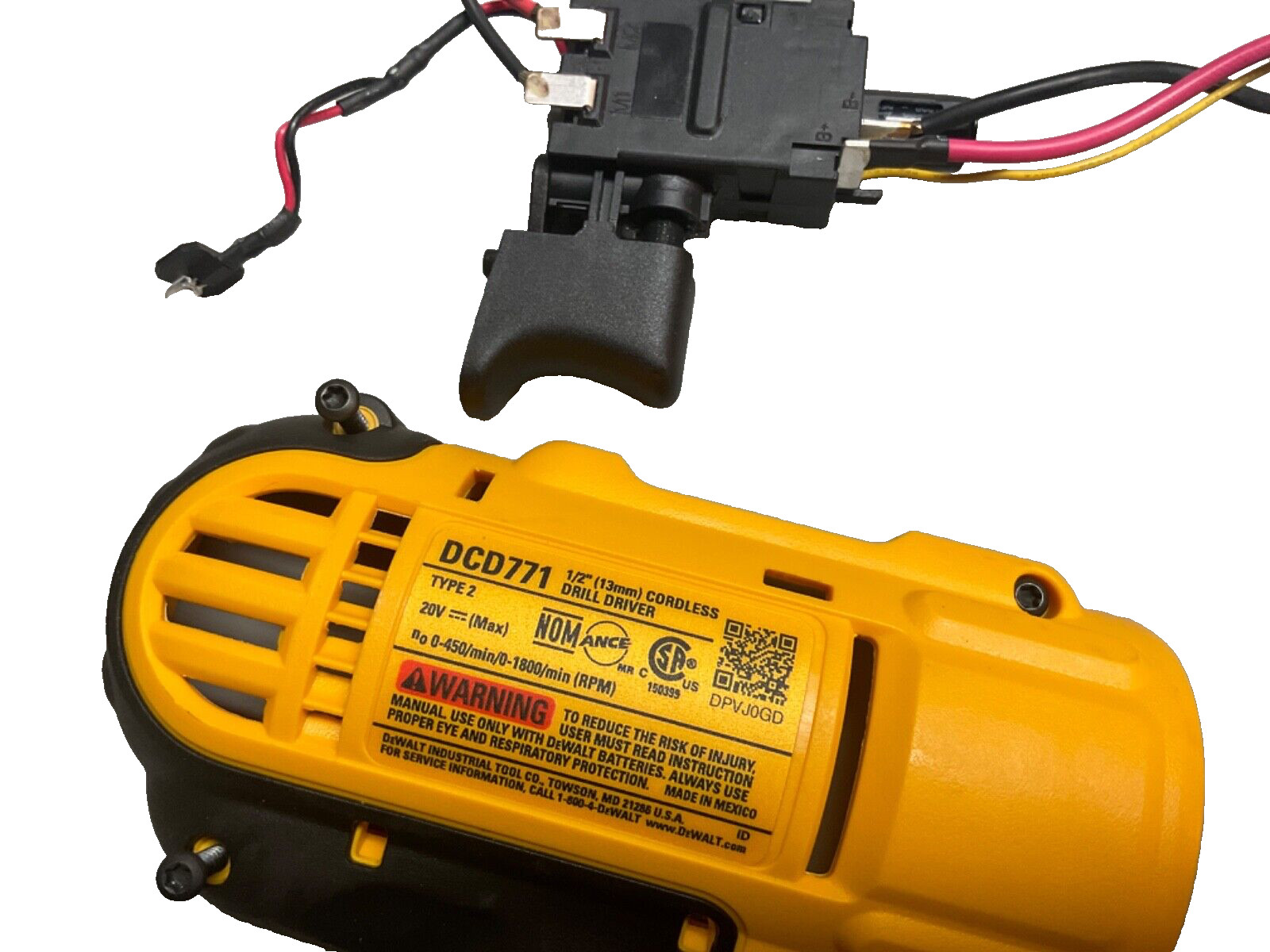 DeWalt DCD771 1/2” drill driver type 2 Control Trigger Switch N868629 N279942