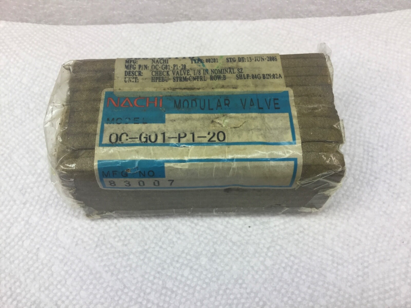 NACHI OC-G01-P1-20 1/8″ CHECK VALVE 3675 PSI NEW IN PKG