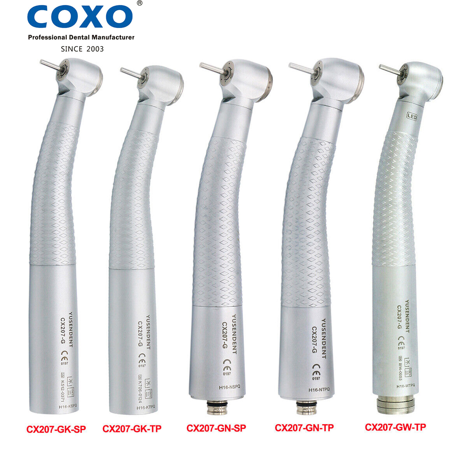 COXO YUSENDENT CX207-G Dental Fiber Optic LED High Speed Handpiece Air Turbine