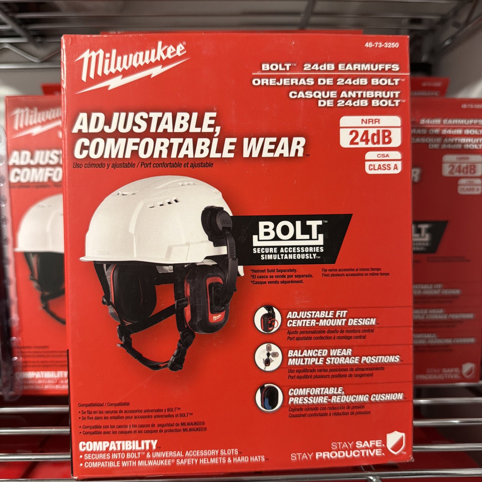 Milwaukee 48-73-3250 BOLT 24dB Earmuffs NRR Hearing Protection Hard Hat New