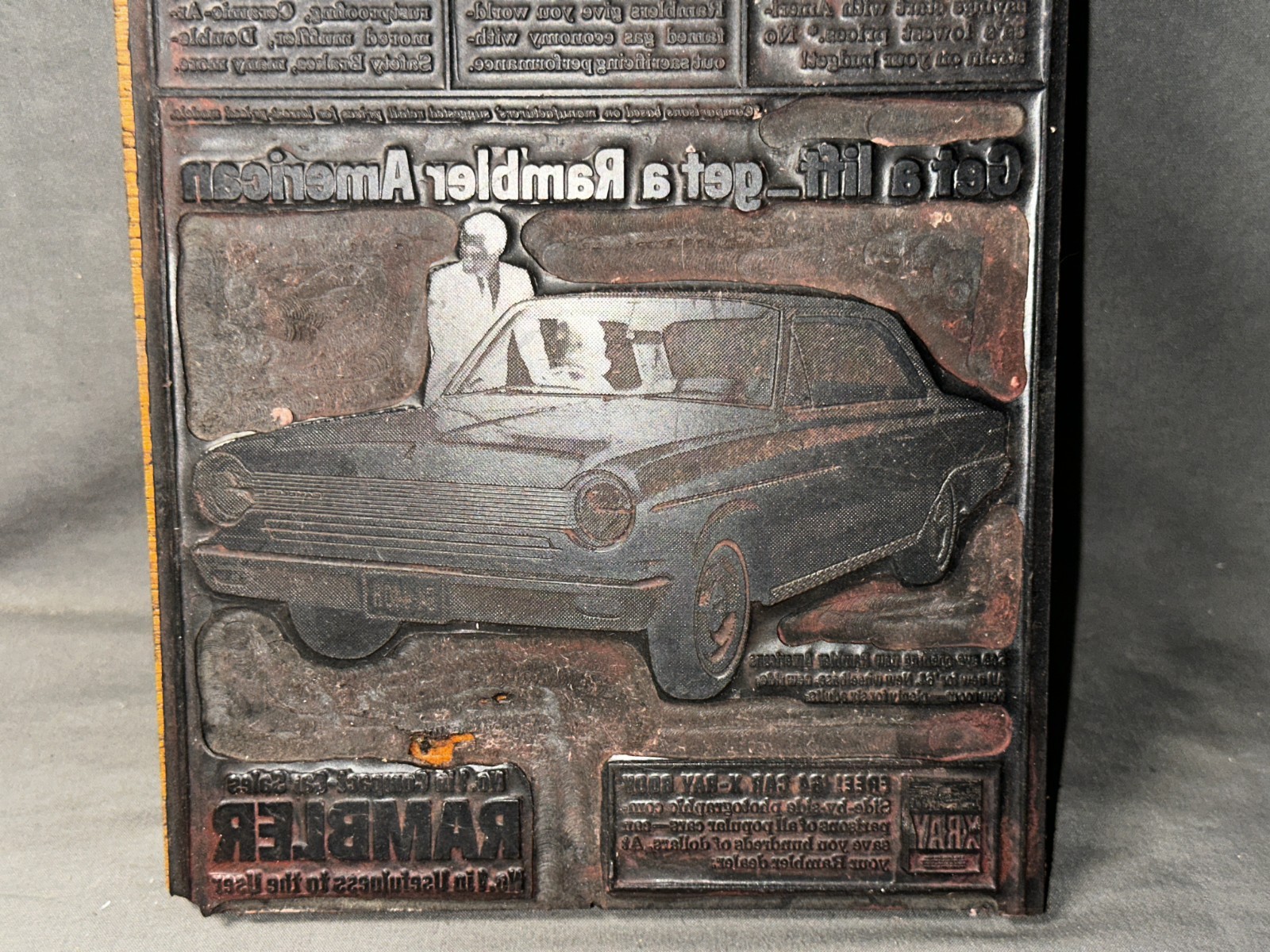 Printing Letterpress Printers Block Vintage Rambler Automobile