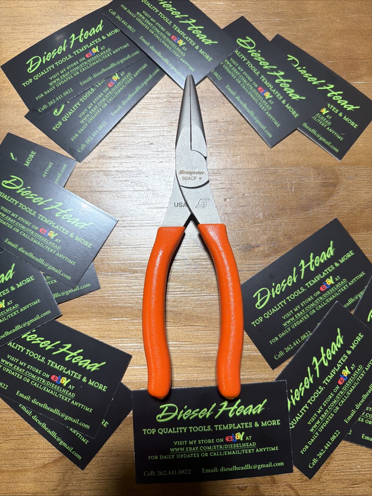 *NEW* Snap On Tools 96ACF NEON ORANGE Soft Grip Needle Nose Pliers