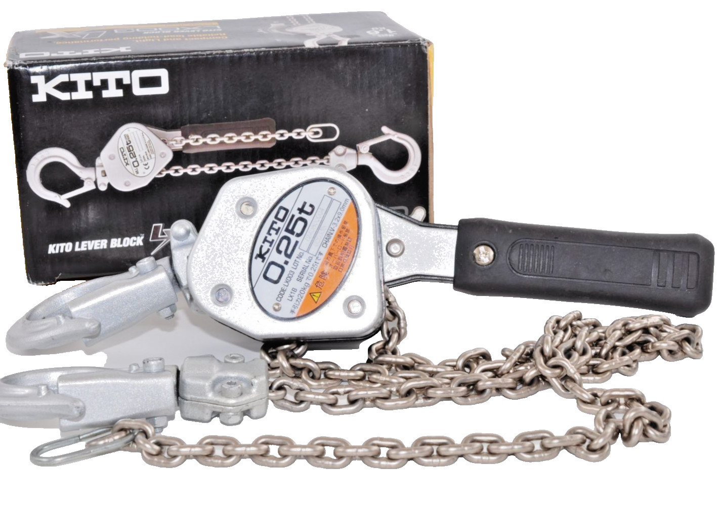 KITO LEVER BLOCK LX003 Rated load 250kg Standard lift 1m Test load 380kg Wt1.6kg