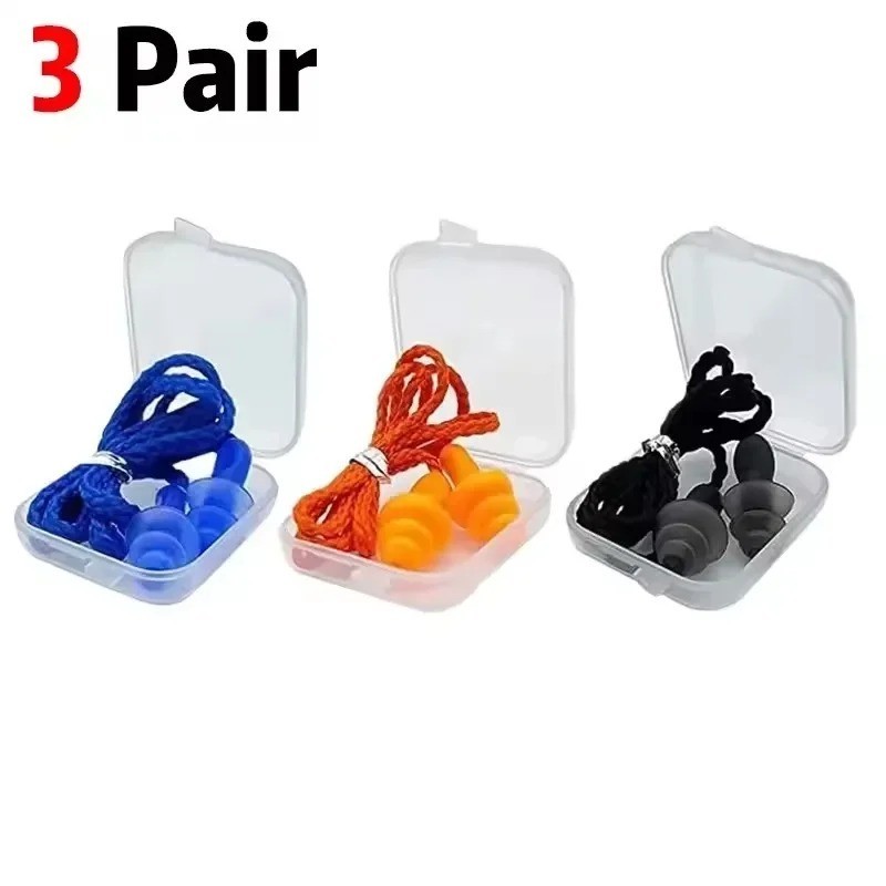 Corded Ear Plugs Soft Silicone Reusable Earplugs Noise Cancelling Safe Hearing