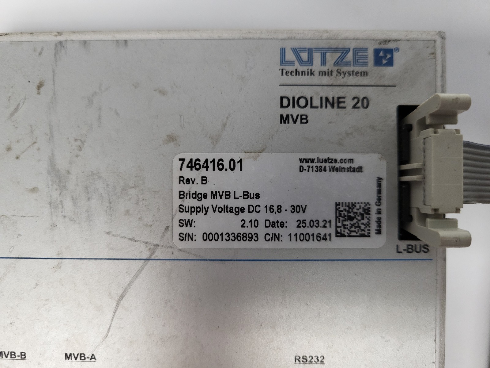 Lutze MVB Bus Interface, Digital and Analog I/O Modules for Dioline 20