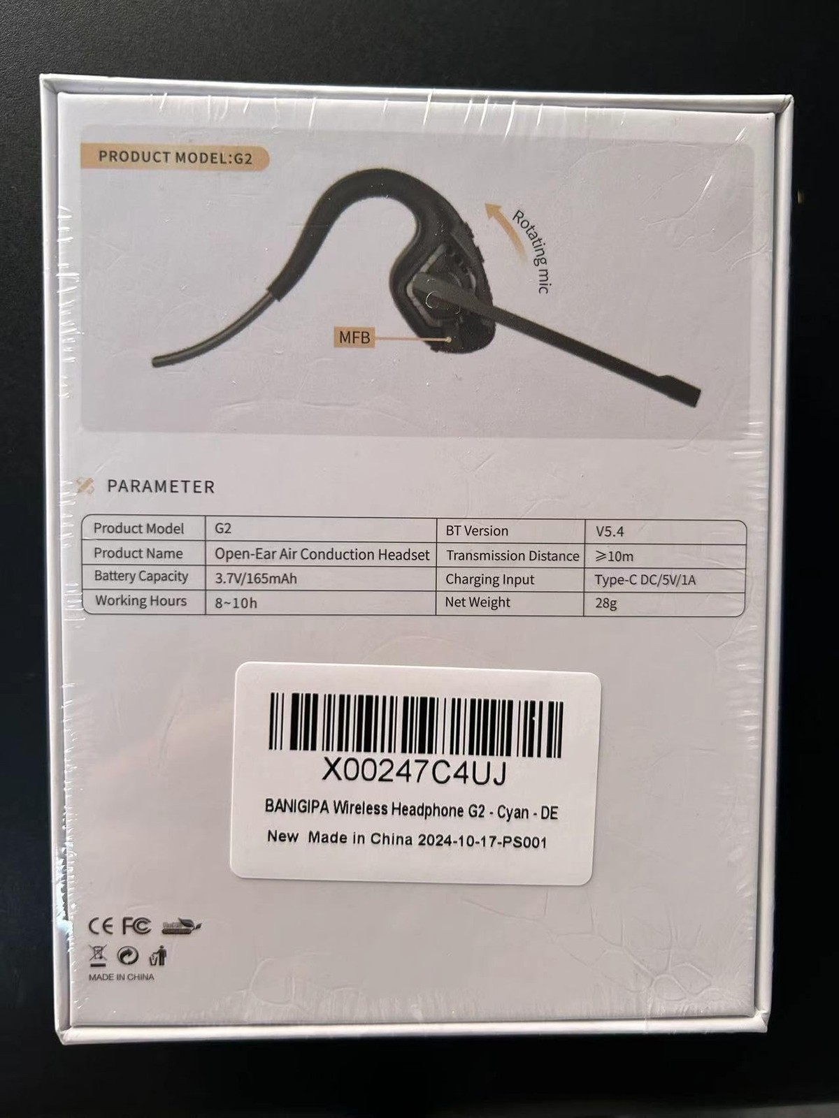 BANIGIPA Bluetooth Headset with Boom Microphone, Open Ear Headphones w/Noise …