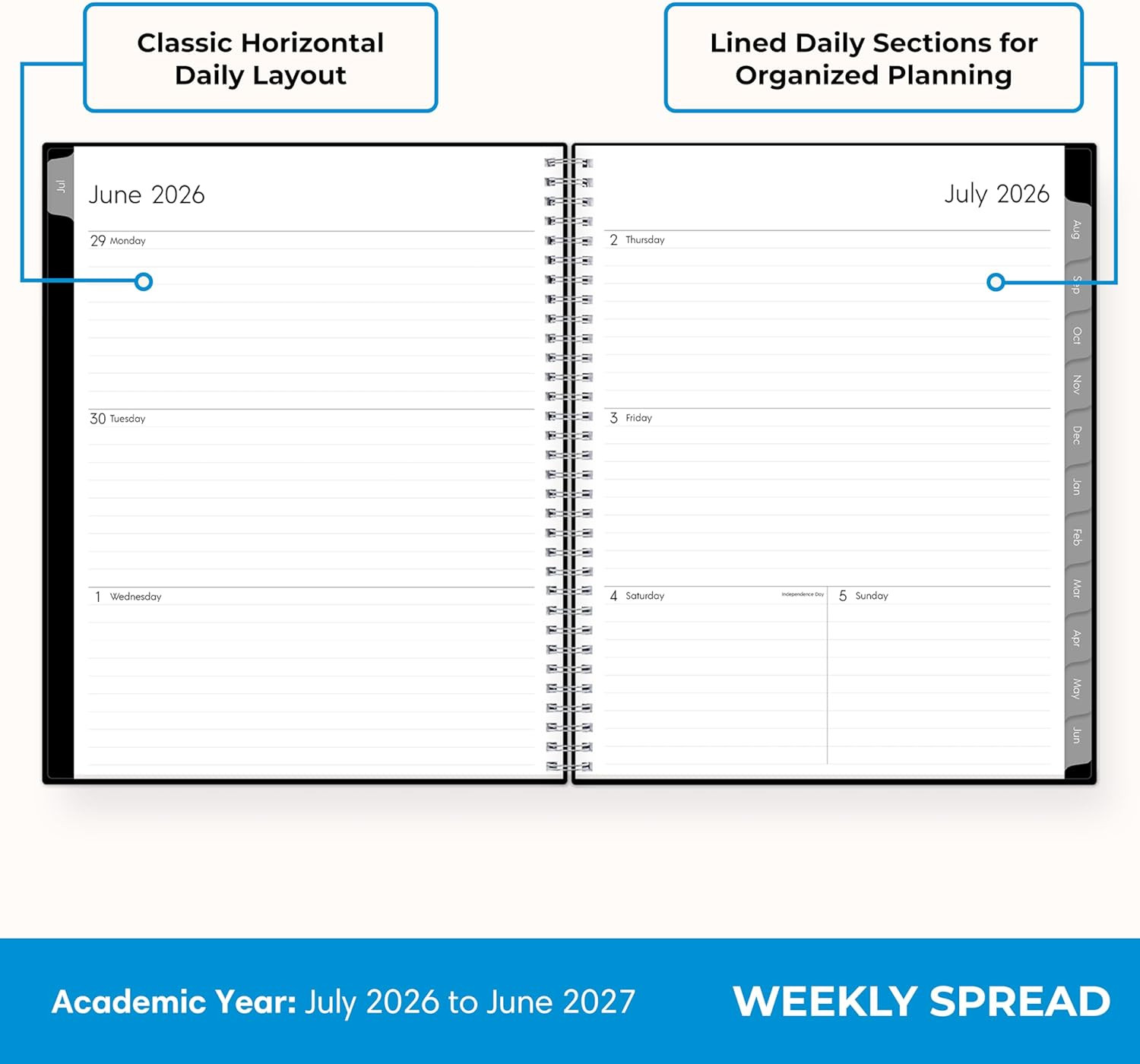 2026-2027 Weekly & Monthly Academic Planner, 8.5″x11″, Enterprise | July 2026 –