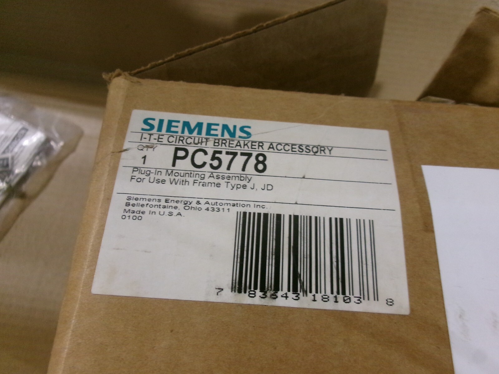 New Siemens PC5778 Plug-In Mounting Assembly For Frame Type J, JD AK