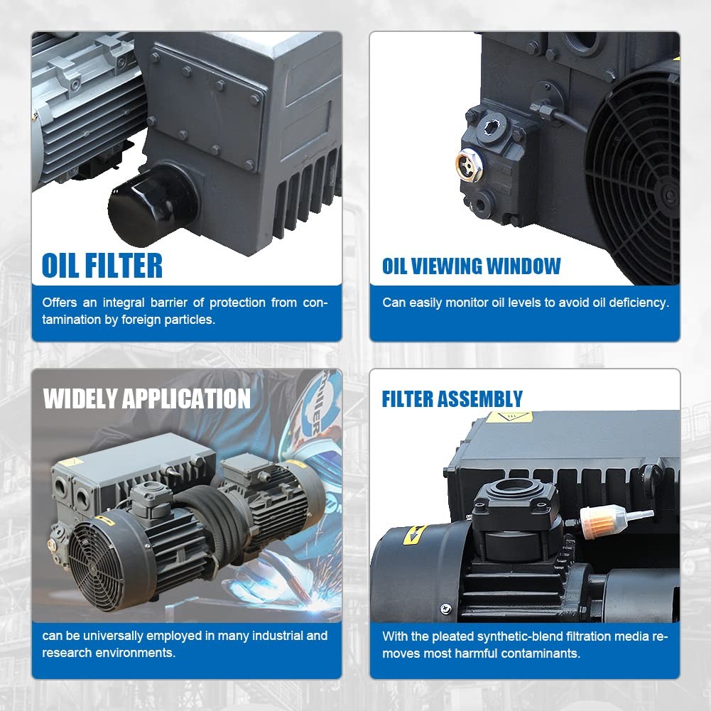 58.4 CFM 460V 3PH Rotary Van Oil Single Stage Vane Vacuum Pump Air Pump Vacuum