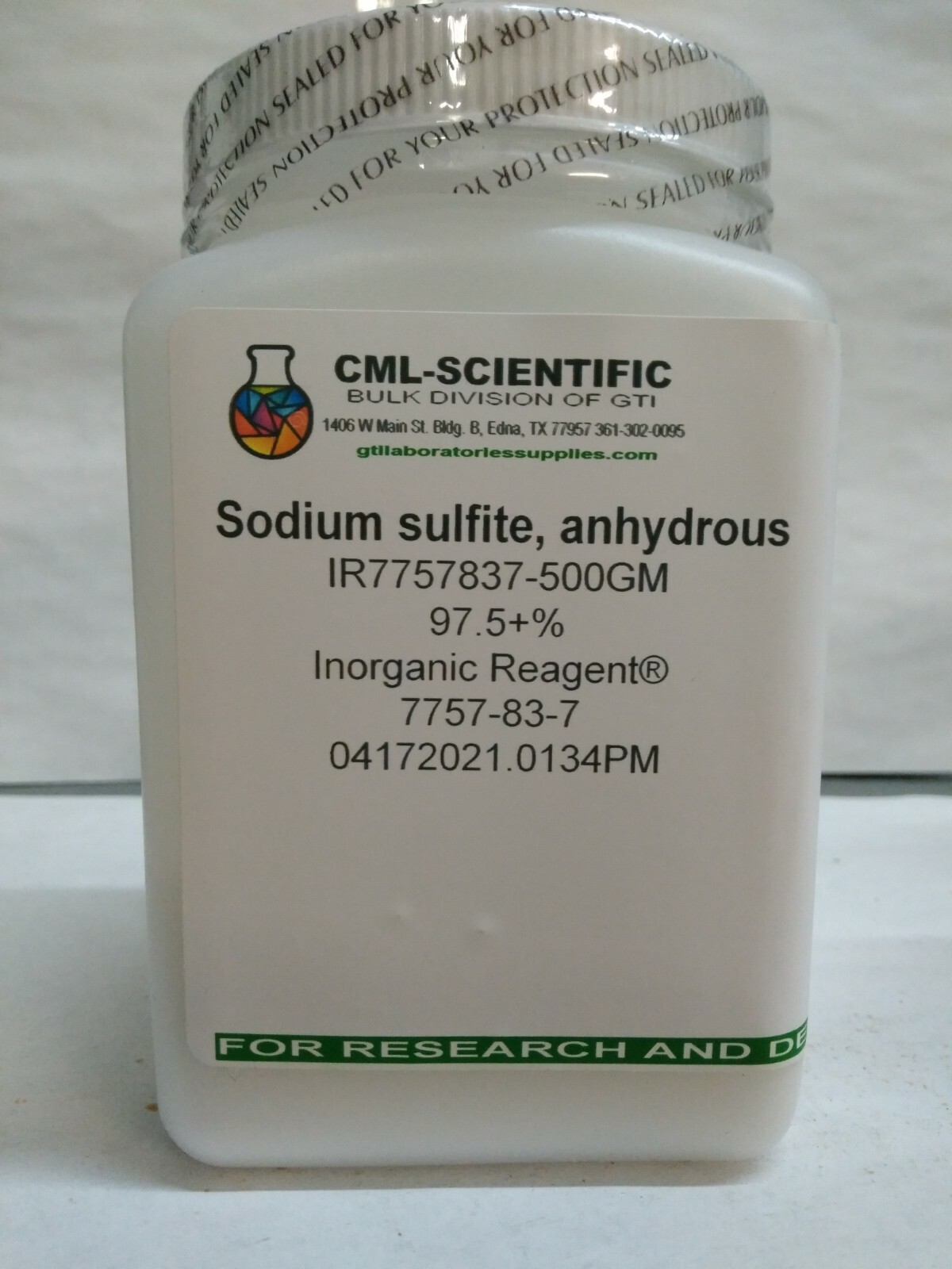 Sodium sulfite, anhydrous, 97.5+%, Inorganic Reagent® 500g