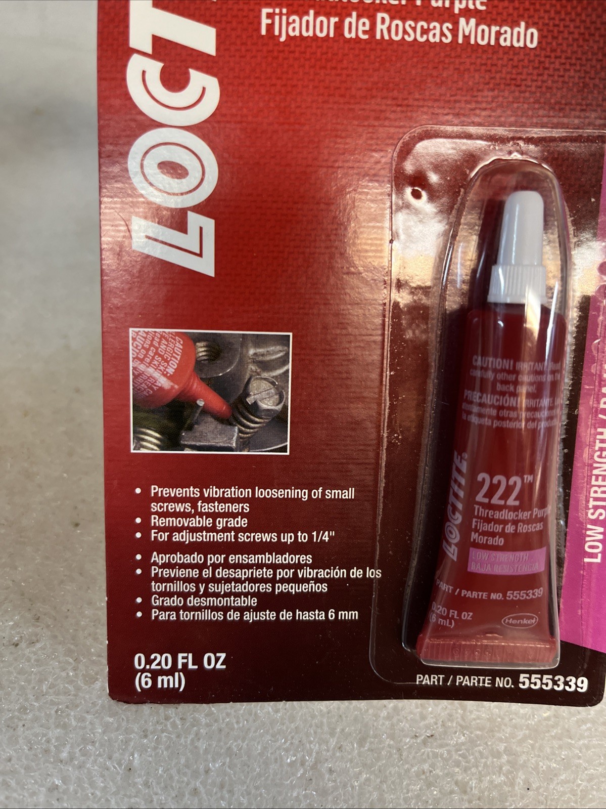 Loctite 222 Threadlocker Purple Low Strength .20oz 555339 Lot Of 3 Tubes New