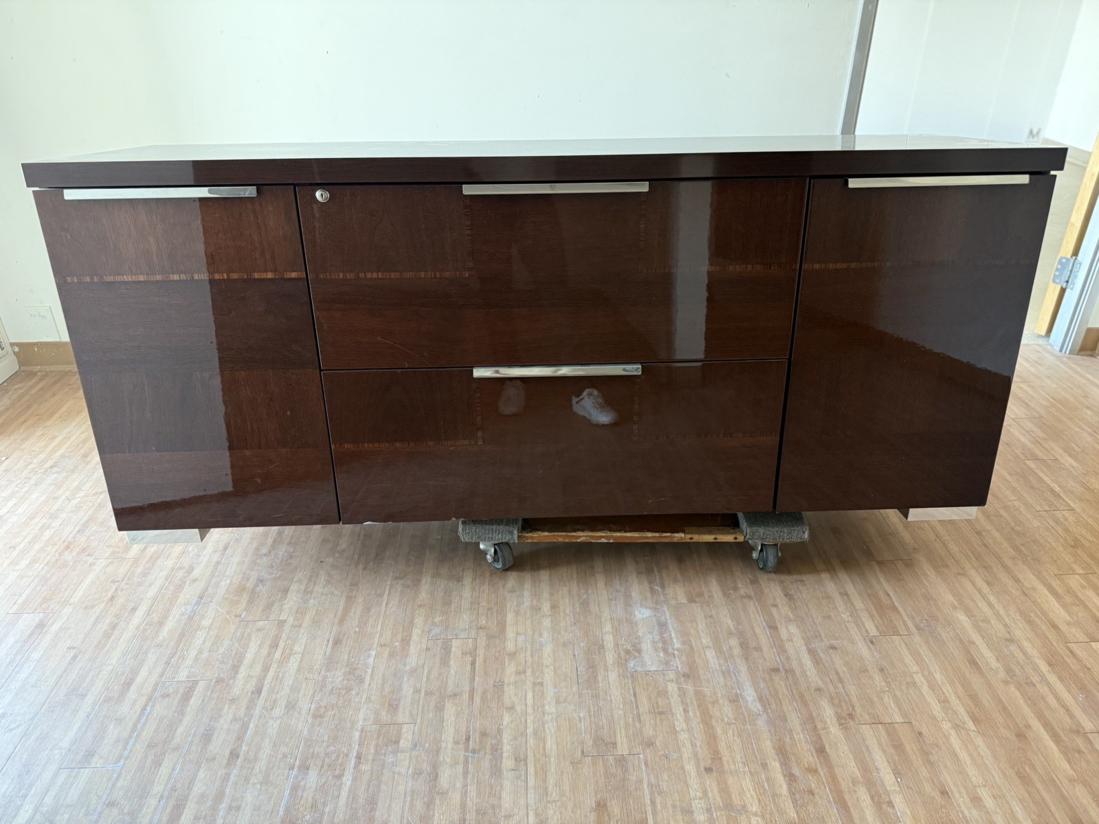 ALF Italia Pisa 72”Office Credenza in High Gloss DK Walnut
