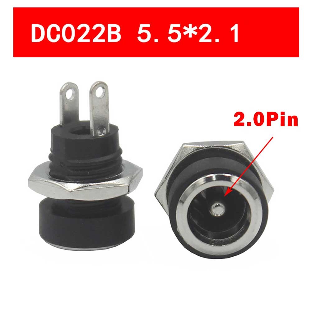 10xPanel/Chassis Mount Female DC Power Connector 2.1mm X 5.5mm + Waterproof Cap