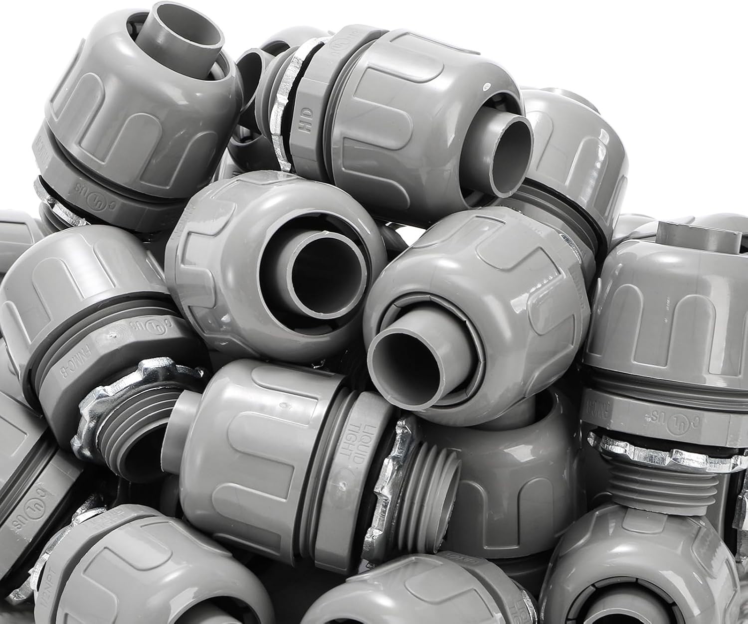 30 Pcs Conduit Connectors, 1/2 Inch PVC Electrical Liquid Tight Connector, 180 D