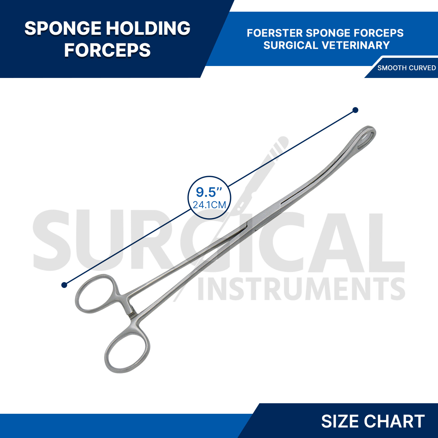 Sponge Forceps Surgical OB/GYN Smooth Jaw 9.5″ Curved Stainless German Grade