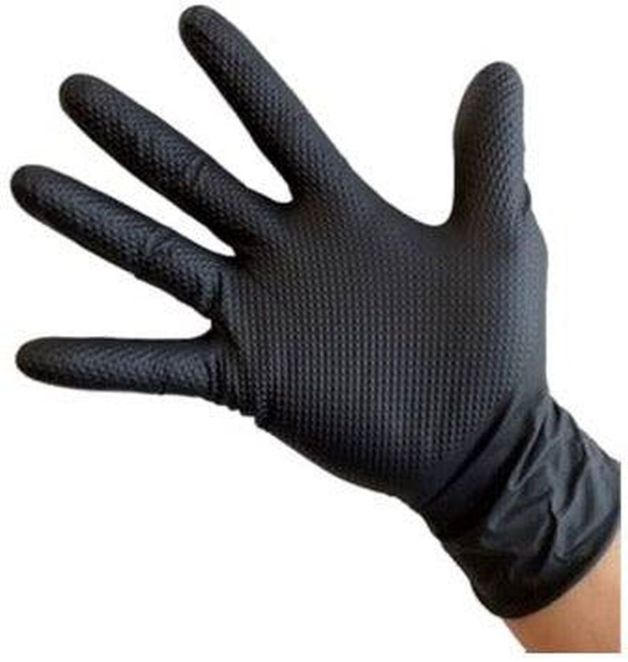 Heavy Duty Black Nitrile Diamond Textured Gloves 8 Mil Powder-Free Case of 1000