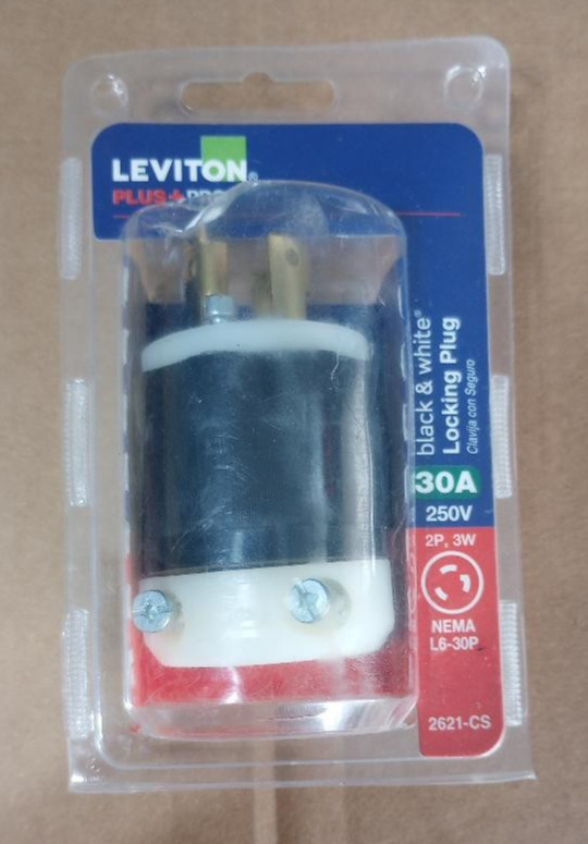 NEW Leviton 2621-CS 250 VAC, 30 A, 0.52 to 0.93″ Cord Locking Plug Free Ship