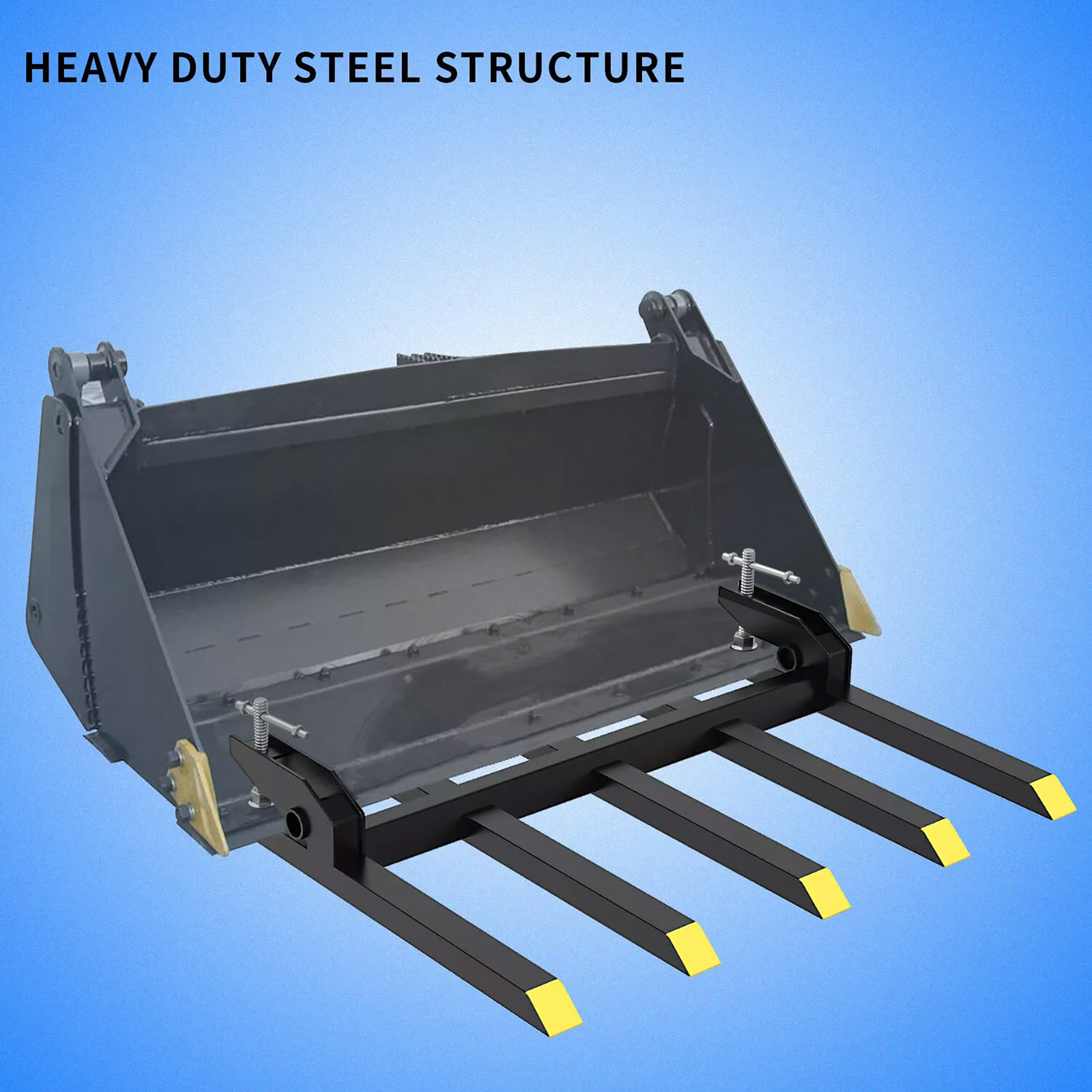 42″ Heavy Duty Debris Fork for Tractor Skid Steer Buckets Clamp on Trash Forks